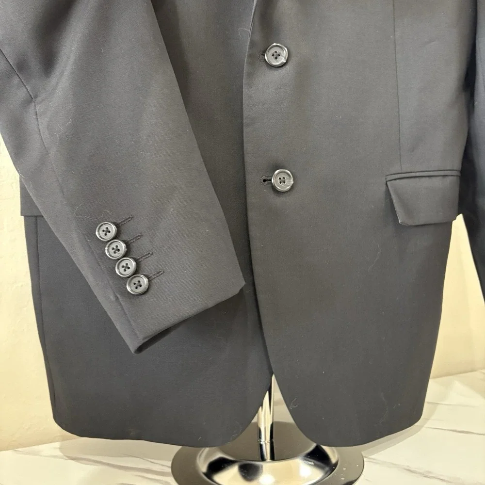 Egara men's 44R slim fit blazer black  sport coat‎ wool suiting 2-button